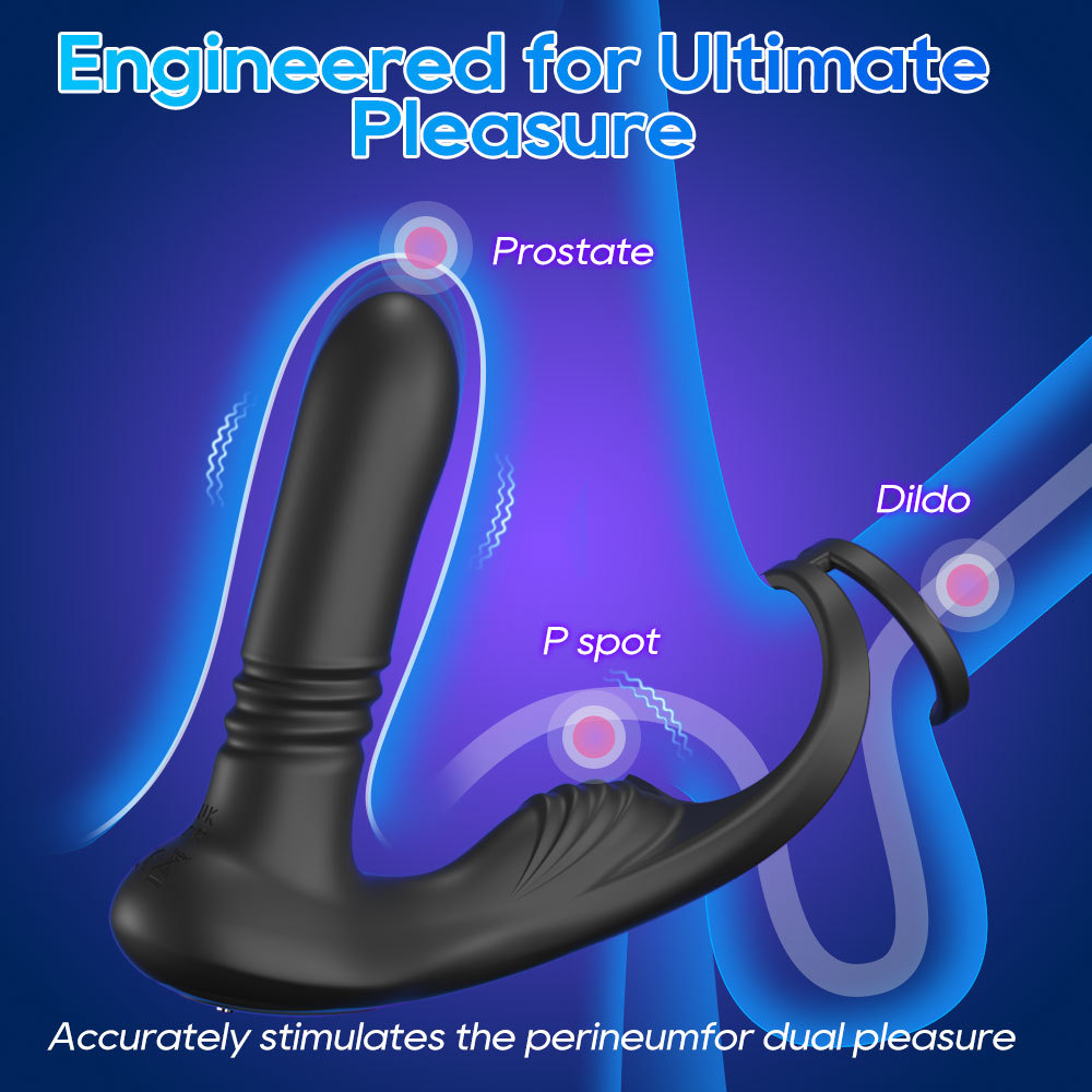 Double Ring Prostate Massager With Remote Control Silicone Vibrator_voghion.com