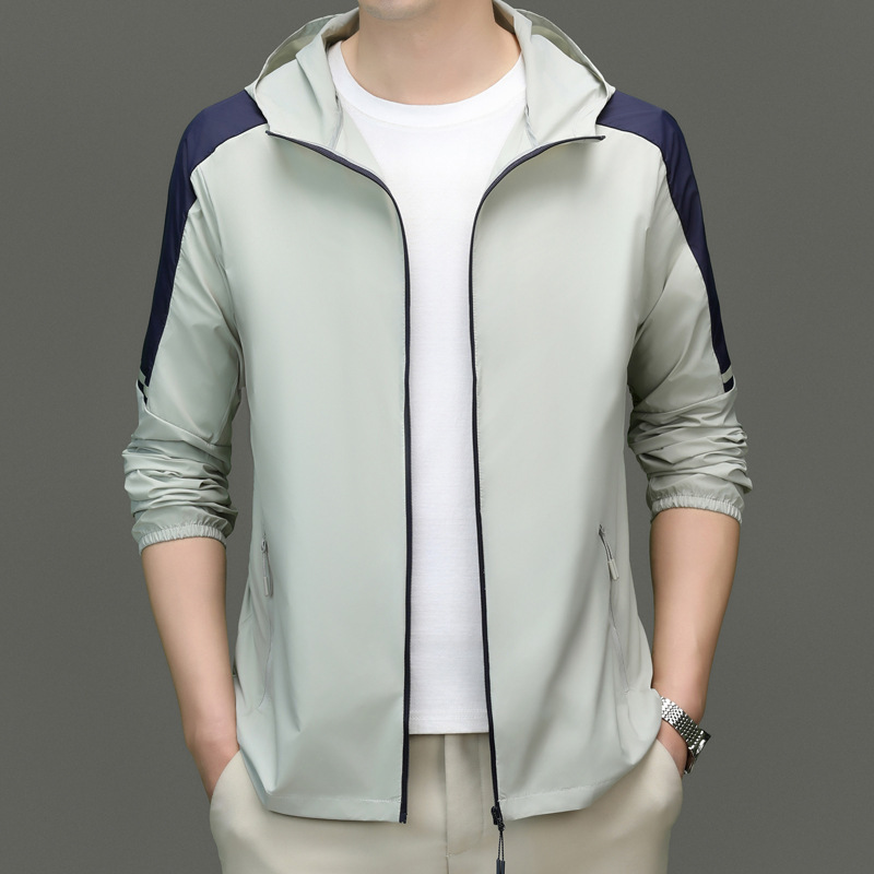 Outdoor Sun Protection Clothing Men's Summer Thin Breathable Skin Clothing Hooded Windbreaker Casual Fishing Men's Sun Protection Clothing