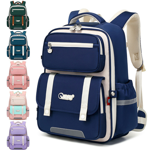Seven-Star Fox Weight Reduction and Spine Support Student Backpack for Grades 3-6, Multi-Module Massage Back Pad, Children's Dual-Shoulder Backpack