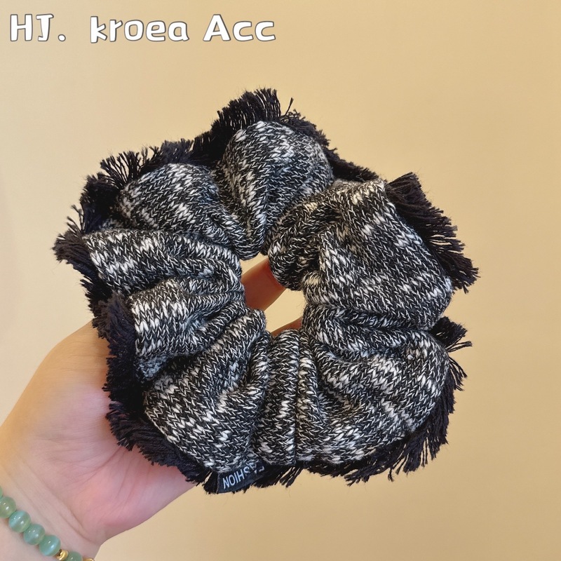 秋冬毛线针织流苏小香风大肠发圈头绳甜美高弹力发绳发饰品女|undefined