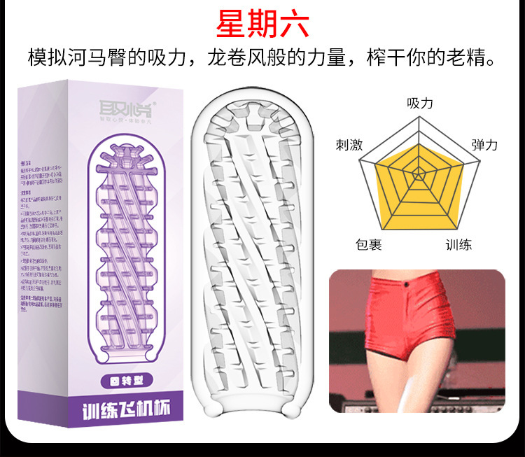 Pleasure Crystal Training Masturbator Cup for Men, Zero-Dye TPE Sleeve, Rotating Texture — detail image 19