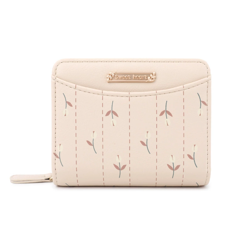 Card Holder Small Wallet Organizer Bag, Floral Pattern, Compact 11×3×9 cm