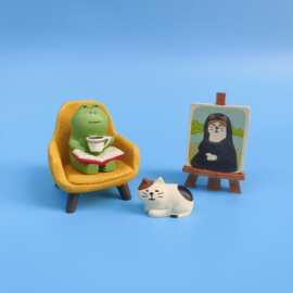 汽车小摆件 日式画家猫zakka杂货可爱桌面装饰迷你DIY 树脂工艺品