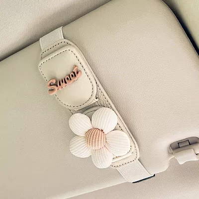 Case Rack, Car Glasses Clip/Bill Clip - dual-purpose-beige-temperament-rice-flower