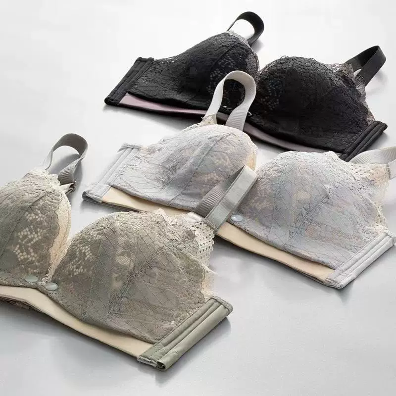 怀孕期妇前开扣哺母乳内衣无钢圈聚拢喂奶衣蕾丝大码月子哺乳文胸