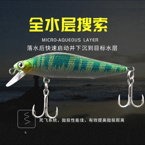 Factory wholesale silver Minnow Lure Deadbait System, Sinking Minnow for Ultra-Long Casting, All-Water Lure with Blood Groove Hook