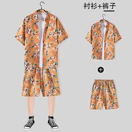 日系复古百搭痞帅衬衫男上衣夏季开衫宽松坠感潮流翻领半袖衣服潮