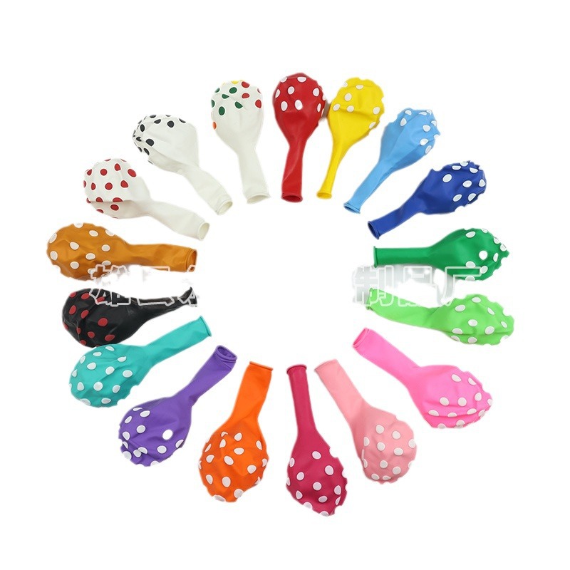12 pulgadas ondulado punto de globo espeso punto de color globo impreso globo de látex redondo