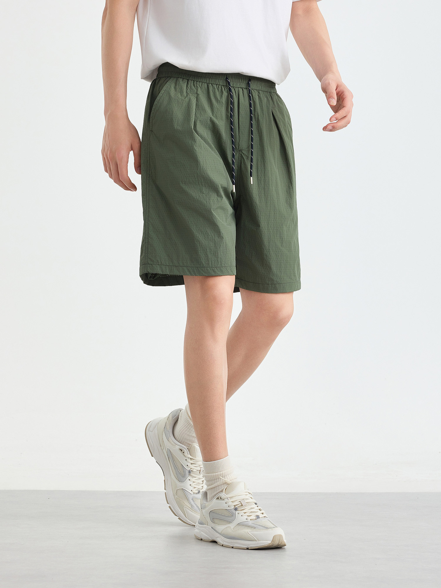 Quần short thể thao nam vải lưới thoáng khí, khô nhanh, dáng 5 phân — Xanh navy