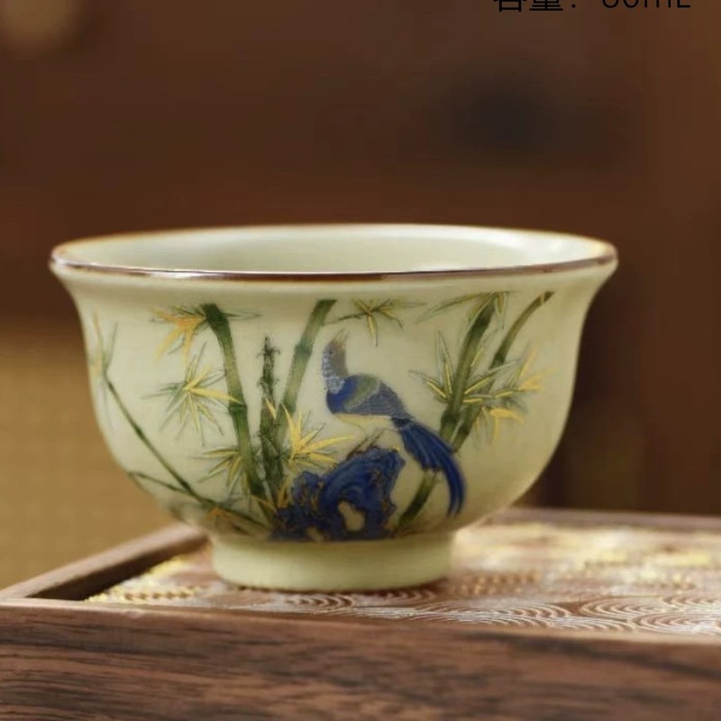 汝窑茶杯珐琅彩品茗杯泡茶杯开片主人杯客杯个人杯陶瓷纪念伴手礼|undefined