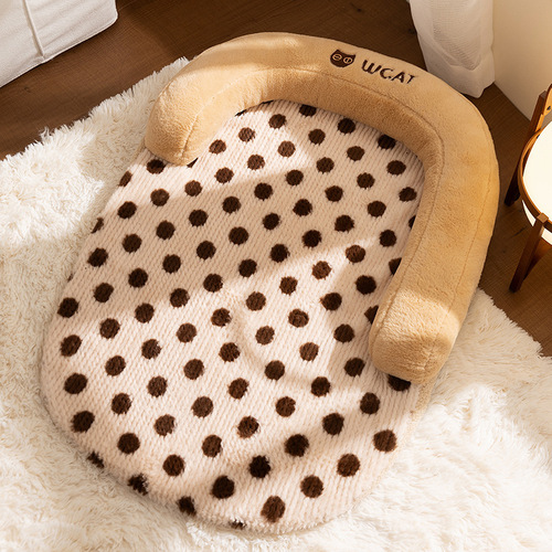 【25th New Arrival 90% Off Pre-sale】Pet Dog and Cat Autumn/Winter Fleece Open-Top Elliptical Cushion Bed