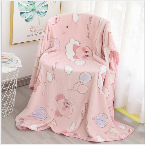 Cute Star Kirby Plush Cartoon Single Pillowcase Fleece Blanket Bed Sofa Nap Knee Blanket