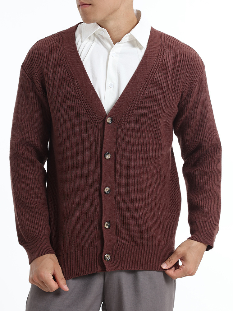 Hombres botón de viento perezoso jersey de punto Cardigan chaqueta de hombre otoño y invierno estilo coreano casual suéter holgado versátil