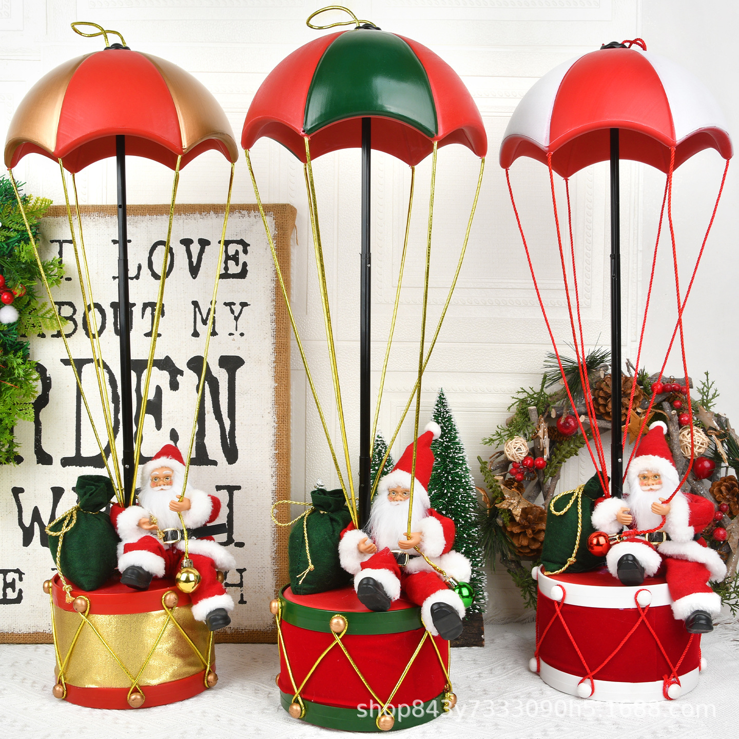 Decoraciones de Navidad parachute de diseño de ventanas de diseño de colgantes de estilo de globo de aire parachute de decoración creativa