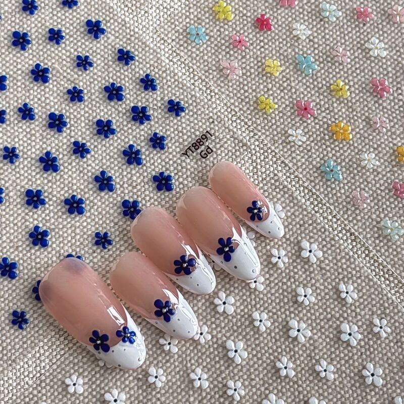 Ant Pattern Klein Blue Small Flower Embossed Nail Stickers Xiaohongshu Popular 3D Jelly Nail Stickers Yt8891 Ant Pattern Klein Blue Small Flower Embossed Nail Stickers Xiaohongshu Popular 3D Jelly Nail Stickers Yt8891
