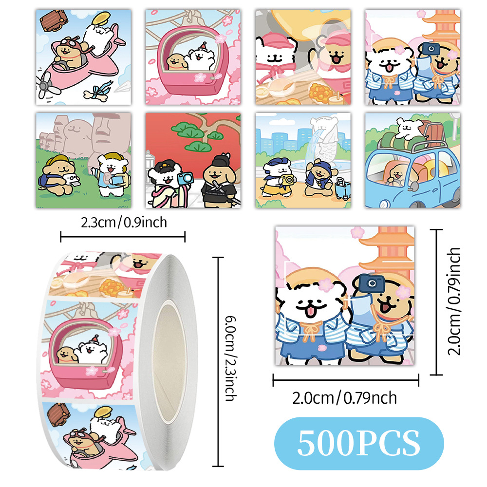 Cartoon animado pegatinas rodantes pegatinas seguras para niños no tóxicas materiales de contabilidad de mano decoración de caja de teléfono celular sellado cinta adhesiva