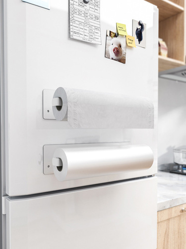 Refrigerator magnet paper towel holder kitchen storage magnetic towel rack plastic wrap holder roll paper holder Amazon best seller