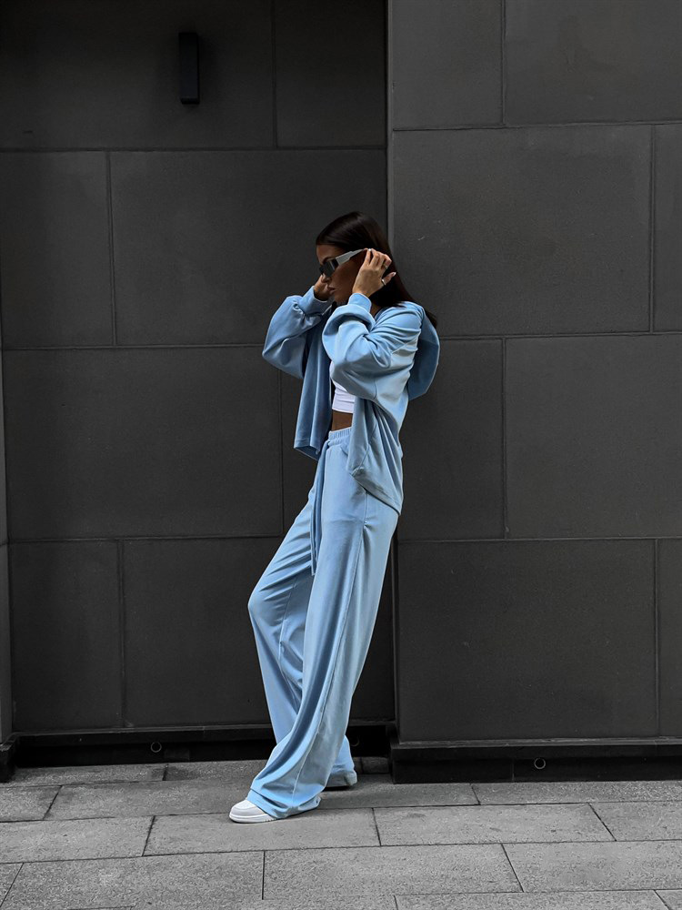 2025 European And American Foreign Trade Casual Autumn Women's Solid Color Sleeve Cardigan Hooded Top Sports Long Pants_ecoleips.com