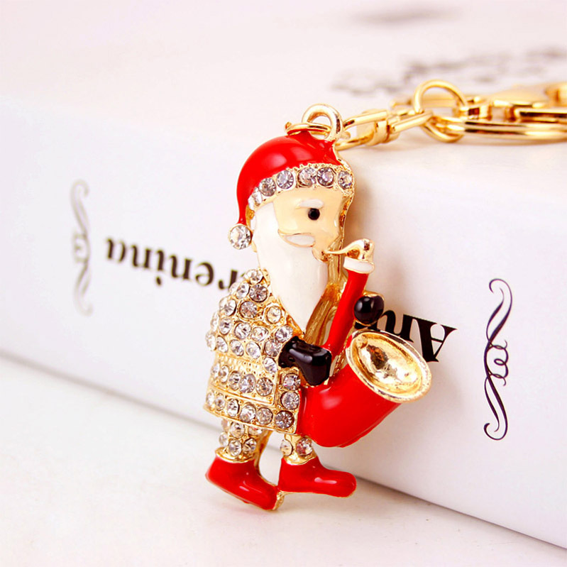 时尚创意工艺礼品水晶圣诞老人汽车钥匙扣钥匙链女包挂件配饰820
