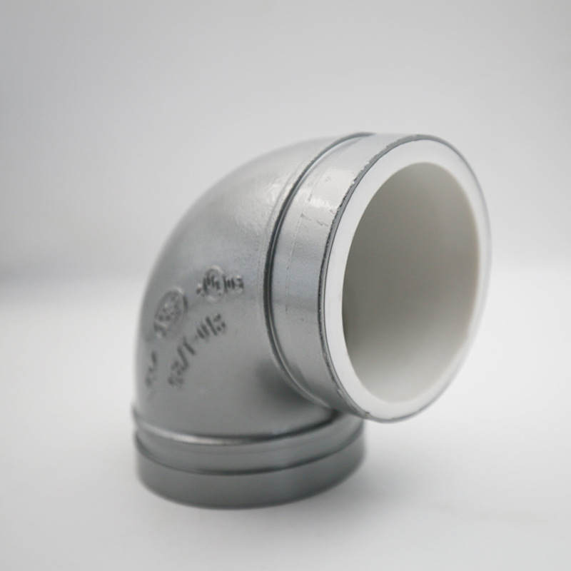 XGQT02 90 degree plastic lining elbow water supply pipe fittings DN165 cast iron plastic lining elbow engineering materials wholesale