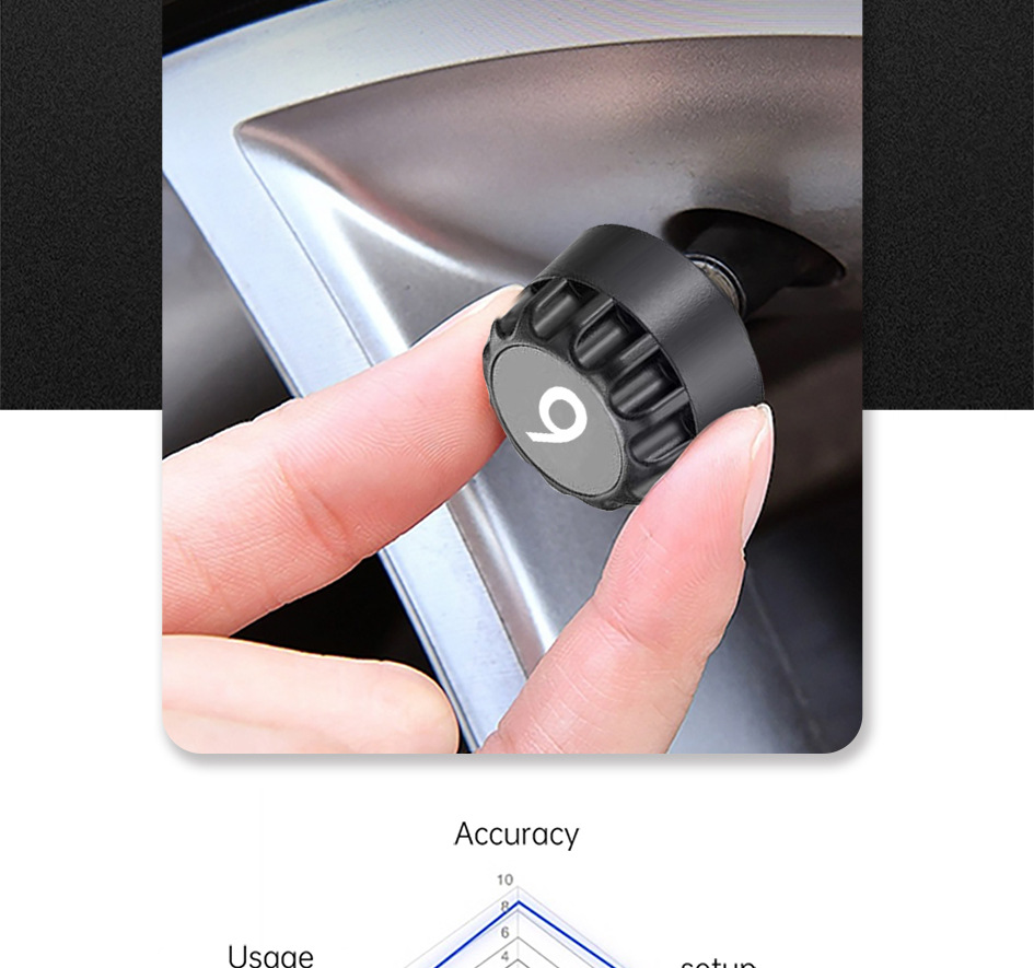 T18 Car Tire Pressure Monitor Solar Wireless Charging High Precision 4inch with In-Car Ambient Temperature Function