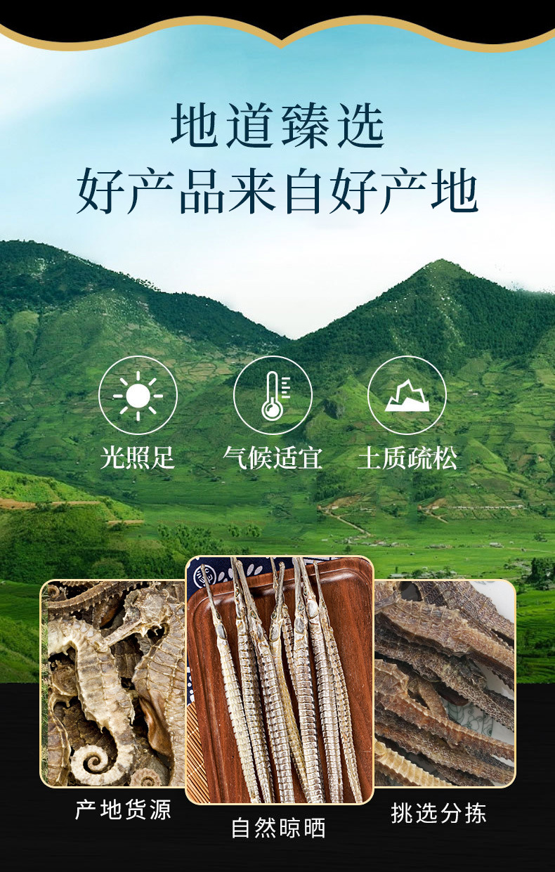 Hai Long Dried Pipefish (Syngnathus) — Traditional TCM Food Herb, Sun-Dried, 500g key features