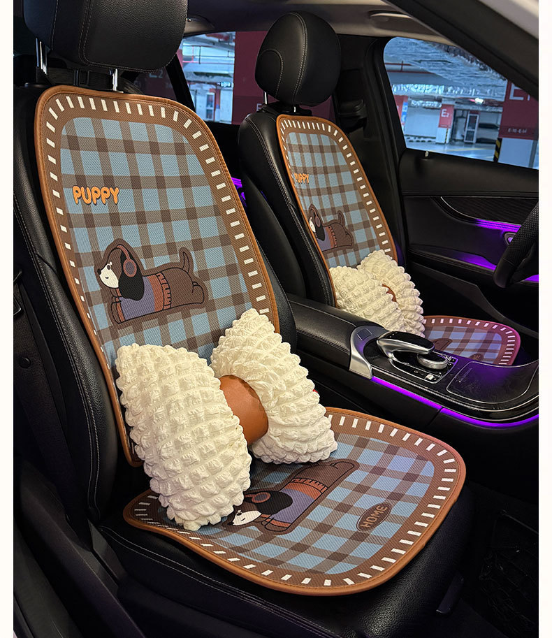 Car Cushion Four Seasons Universal Women's Seat Cushion Summer Breathable Cute Seat Cover High-end Half-bag New Seat Cover