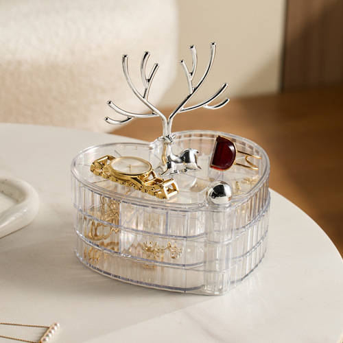 Self-designed light luxury Luzhimeng jewelry storage box cross-border desktop multi-layer rotating necklace jewelry box