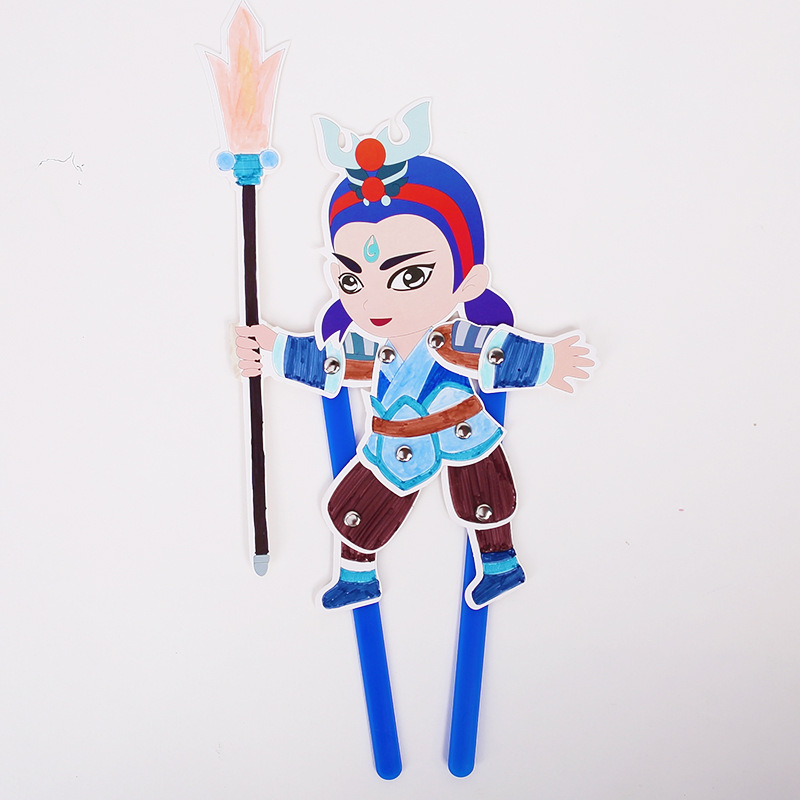 Juego de sombras Diy hecho a mano Viaje al oeste Personajes Puzzle para niños Paquete de material de pintura Jardín de infantes Juguetes de ensamblaje creativo