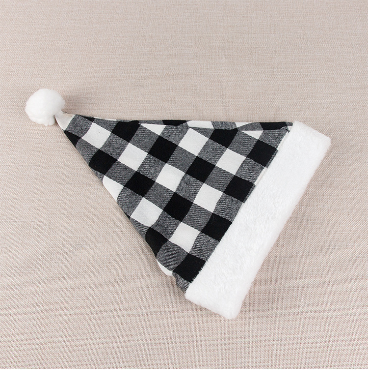 Christmas decorations Party Festive hat Red black and white plaid plaid Christmas hat_voghion.com