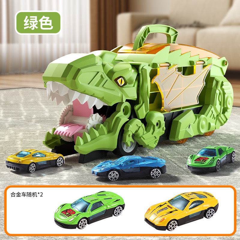 Transfronterizo dinosaurio para niños tragando coche catapulta deslizante transporte pista de almacenamiento aleación coche educativo coche juguete