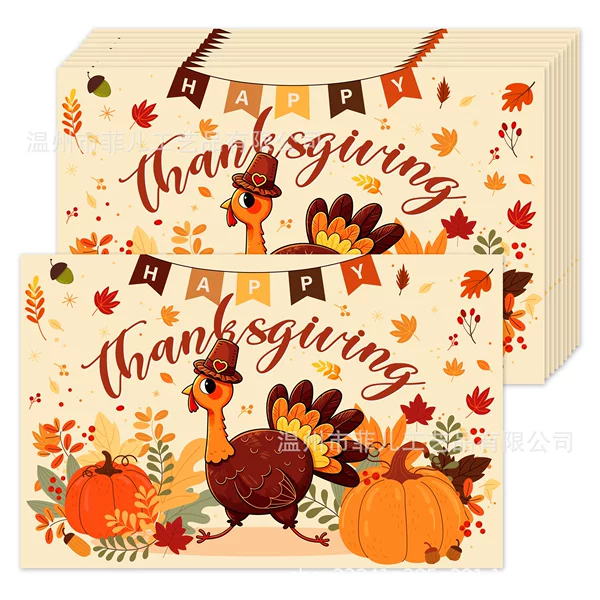 Ca167 Thanksgiving Turkey Square Placemats Party Decoration Disposable Paper Placemats for Parties