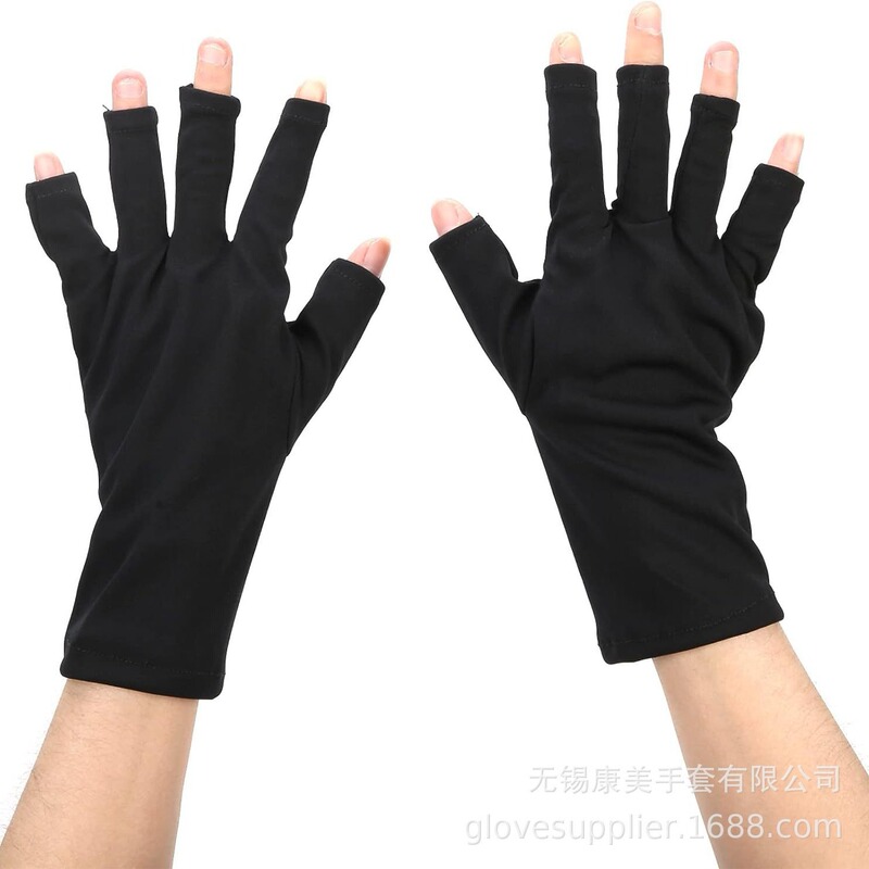 メーカー卸売、完全包装、高品質ネイルグローブ、日焼け止めグローブ、光線療法グローブ、ロングタイプ、黒と白|undefined