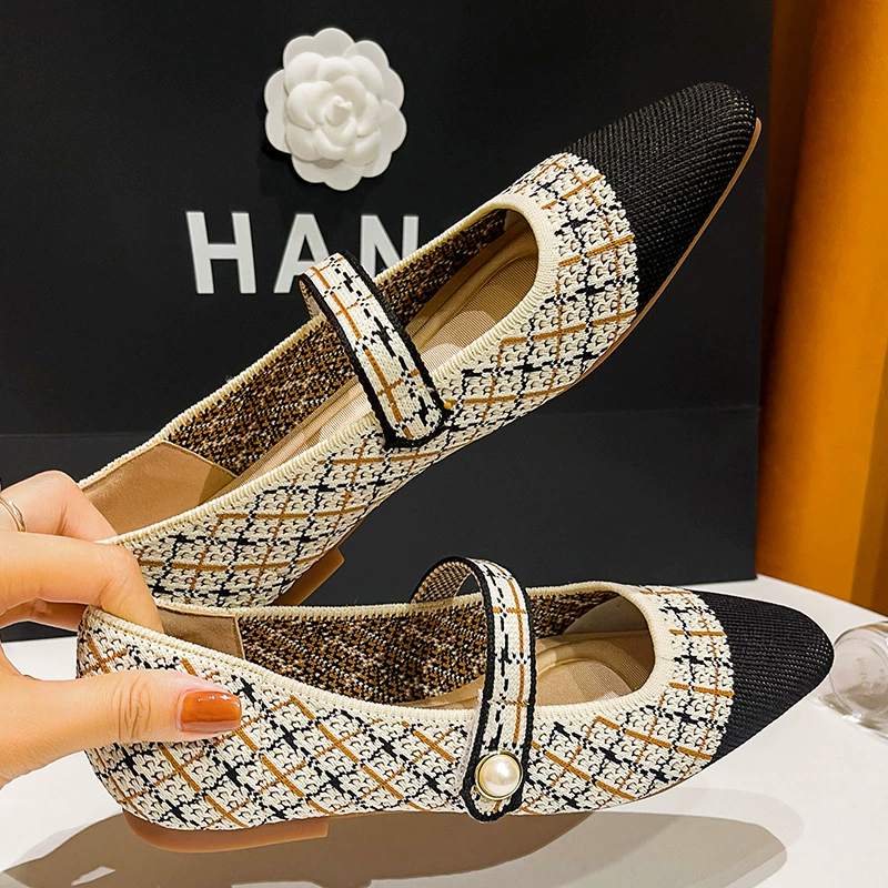 Японская летняя обувь, вязанные туфли, стиль Chanel