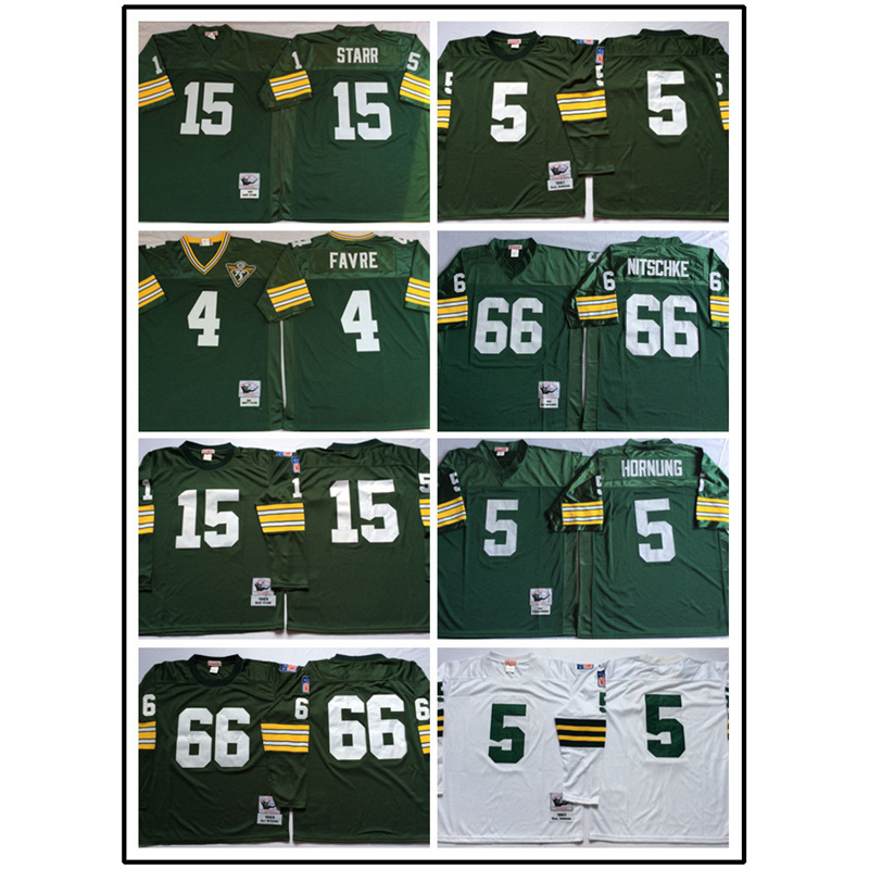 국경을 넘나드는 미식축구 유니폼 그린베이 패커스 명예의 전당 No.92 # 5 # 15 # 66 # MN 레트로 버전 저지