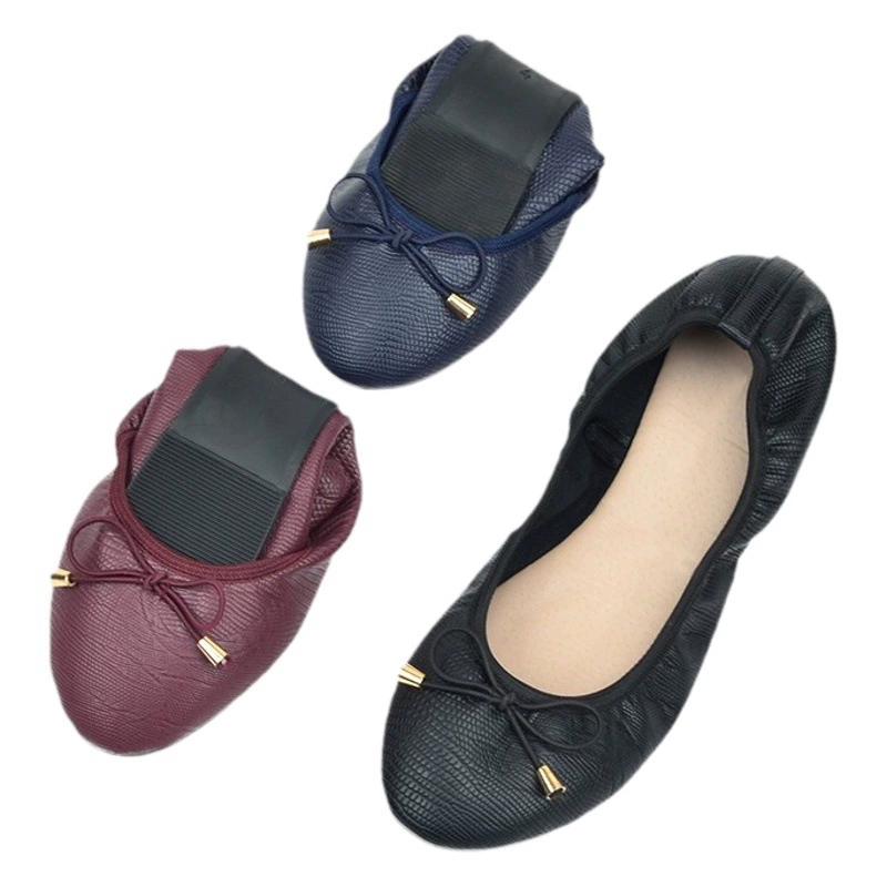 Новая модель 2026 года: мягкие туфли-балетки для внешней торговли и трансграничных продаж, черные универсальные женские туфли с низким вырезом и бантом, удобная обувь для беременных.