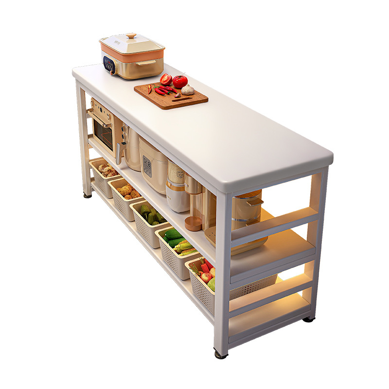 Estante multifuncional de cocina de nuevo estilo, estante de almacenamiento para horno microondas de varios pisos, mesa de corte de verduras doméstica, mesa lateral