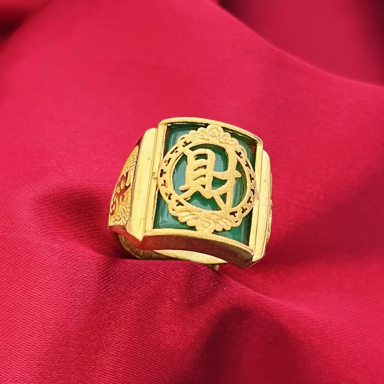 黄銅の金メッキの福の金儲けの指輪の男性の多種類の車の花は宝の蛇口の関公の戒子の金メッキの指輪を招きます。