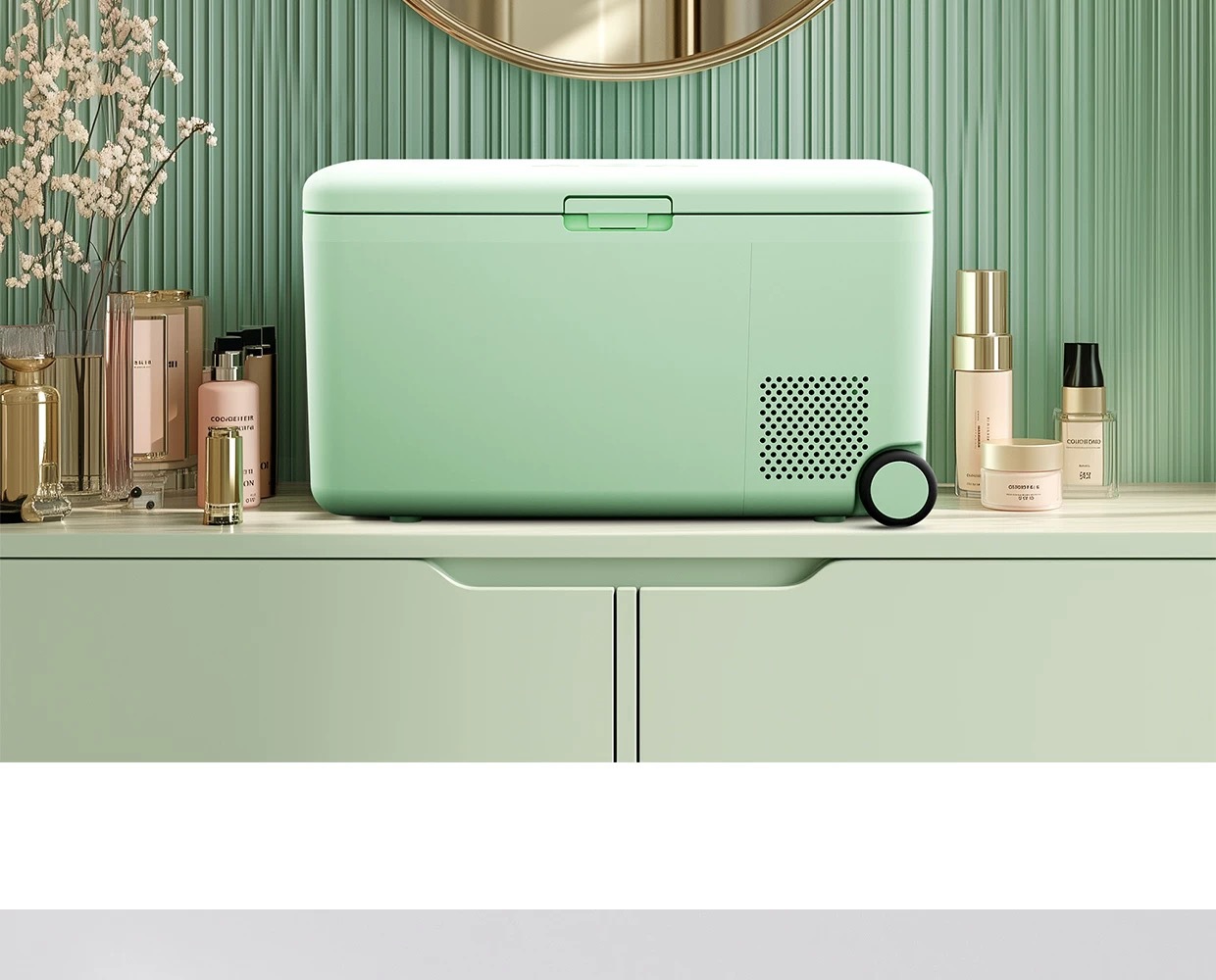 Hck Husky Car Refrigerator 16L Retro Camping Fresh-Keeping Outdoor Mini Refrigerator Matte Mint Green
