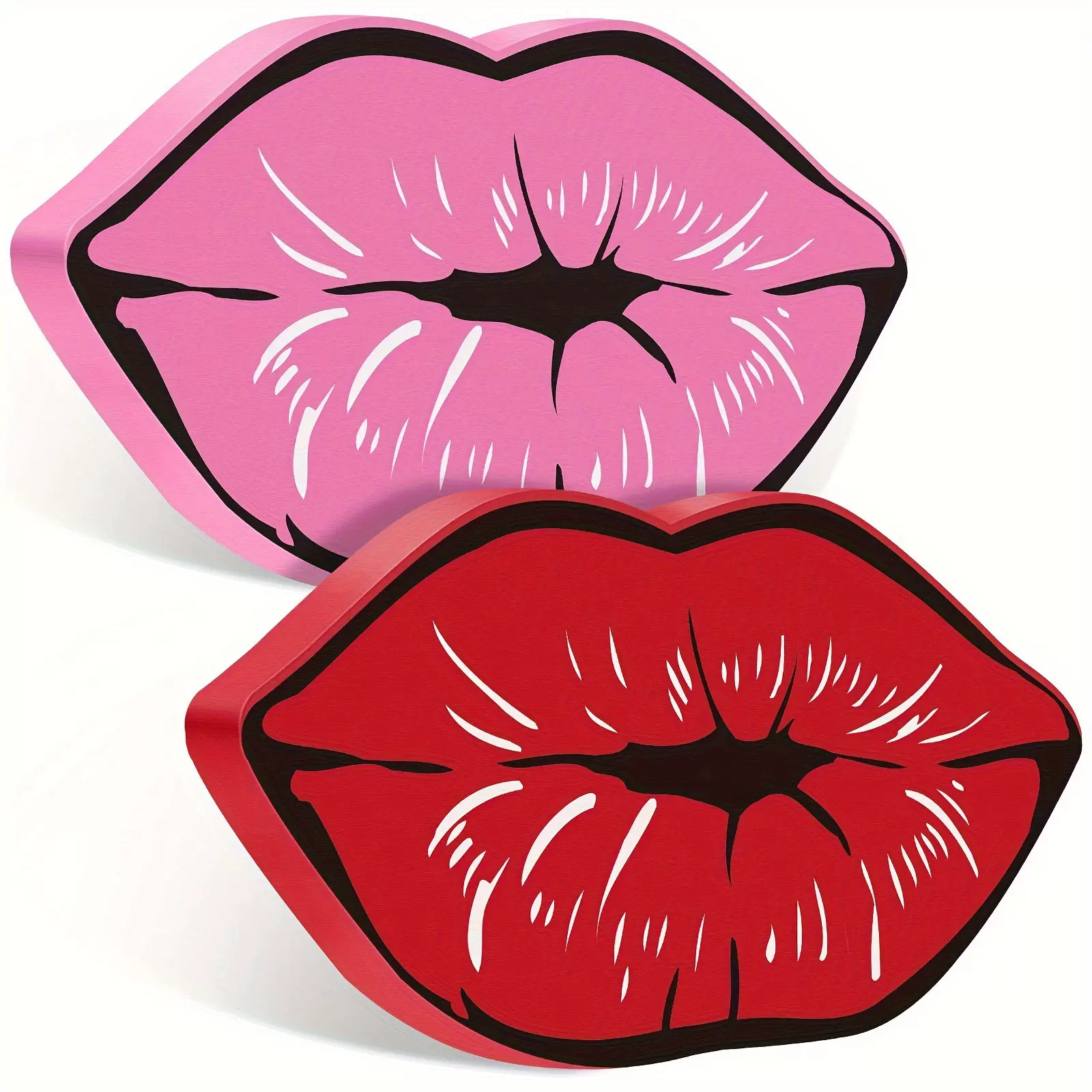 跨境爆款情人节大红唇木质家居摆件圣诞节浪漫氛围装饰工艺品摆台