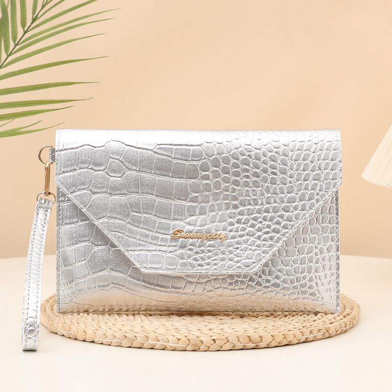 2025 New Gold Women's Bag Crocodile Pattern Simple Fashion Envelope Bag Personalized Clutch Bag Coin Purse Wholesale 2025 New Gold Women's Bag Crocodile Pattern Simple Fashion Envelope Bag Personalized Clutch Bag Coin Purse Wholesale