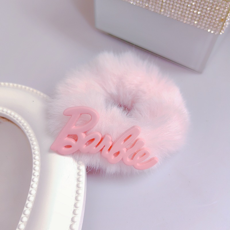 Dopamina dulce y picante Barbie Rosa mullida carta intestino grueso banda de pelo chica princesa cuerda de pelo Rosa rojo blanco tocado