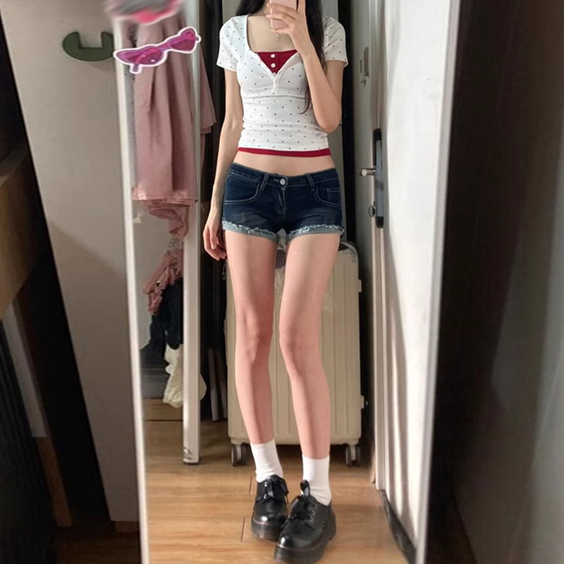 plus size American Style Hot Girl Curl Denim Shorts Women's Summer New Low Waist Navel Stretch Slimming Hip Short Hot Pants plus size American Style Hot Girl Curl Denim Shorts Women's Summer New Low Waist Navel Stretch Slimming Hip Short Hot Pants