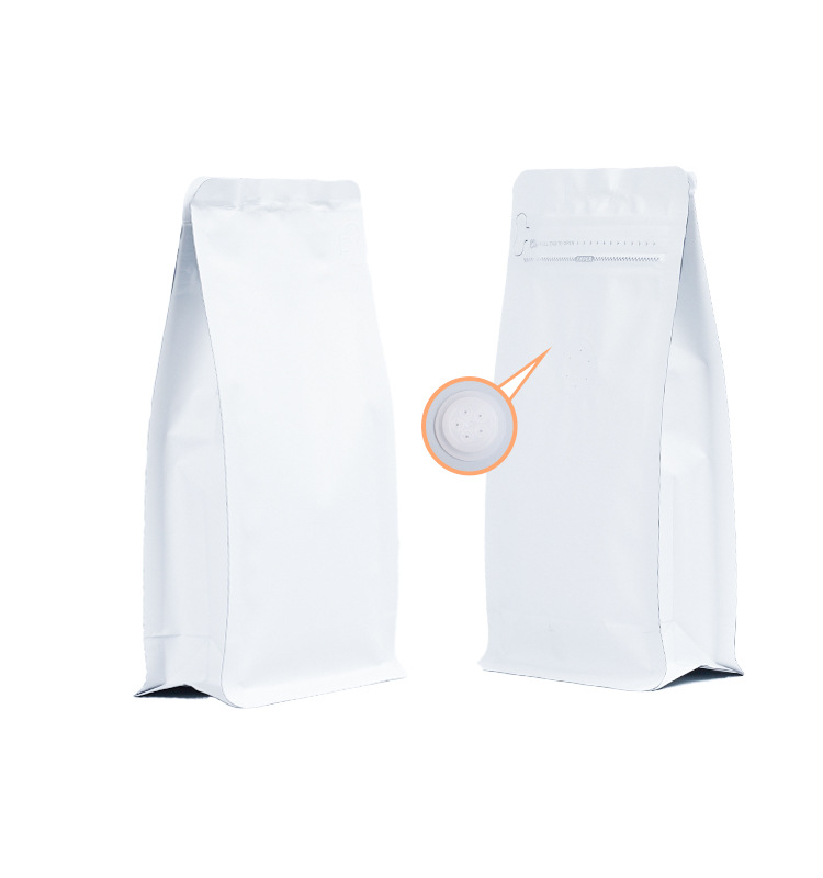 Bolsas de embalaje para alimentos transfronterizos con válvula y cremallera, bolsas verticales para bolsas autosellables de un peso y medio, bolsas de embalaje para granos de café con sellado de ocho lados.