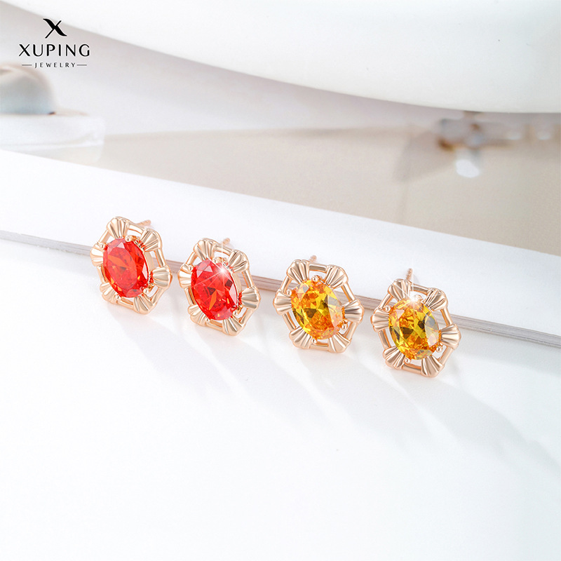 1Xuking joyería colorido tesoro serie oval artificial piedras preciosas pendientes de moda geométrica simple retro pendientes para las mujeres