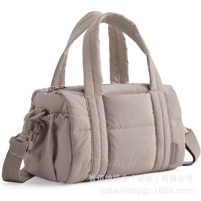 Spot Cross-Border New Women's down Handbag Top Handle Lightweight Handmade Waterproof Nylon Fluffy Shoulder Bag