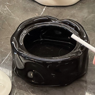ash from flying, suitable for home | Car ashtray - ceramic-butterfly-ashtraywithout-lid-black