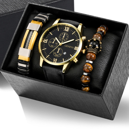 Men's Watch Business Gift Set Holiday Birthday Gift Set Bracelet Necklace Watch Set 3pcs/set