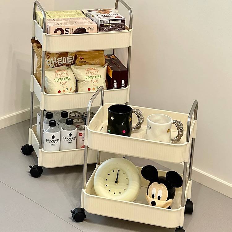 Estante de snack de gran capacidad multifuncional carro pequeño estante de escritorio de piso estante de libro cabecera cama estante de almacenamiento de baño móvil