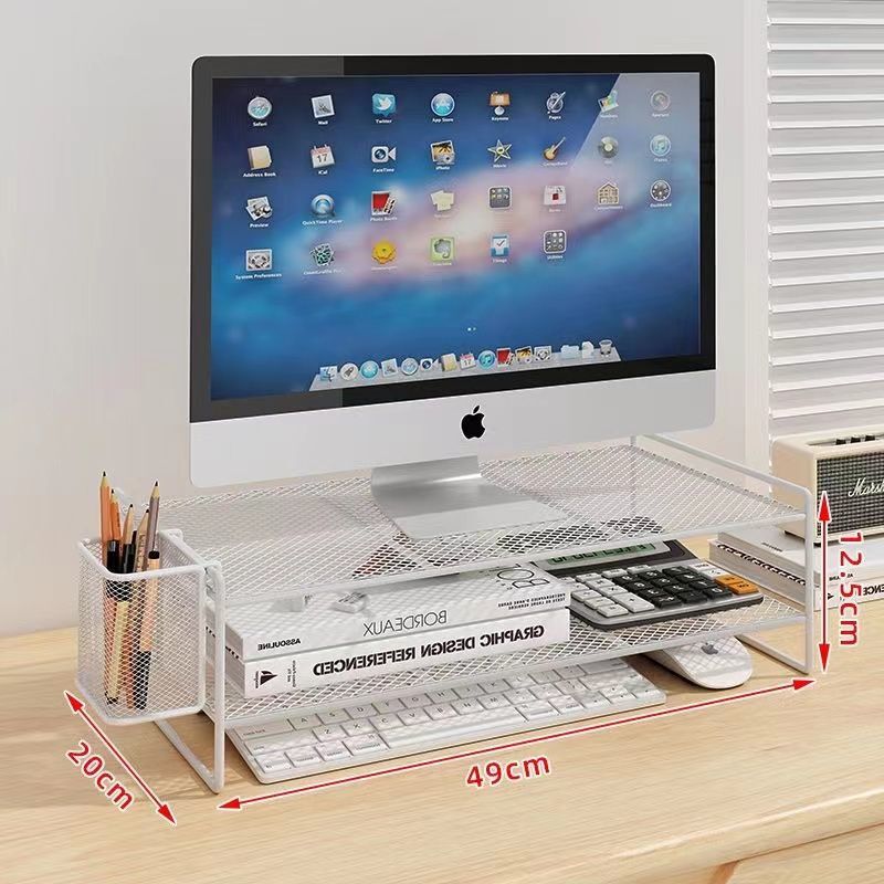 Laptop Monitor Rack Office Desktop Storage Dormitory Installation-Free Iron Storage Rack Hot Sale